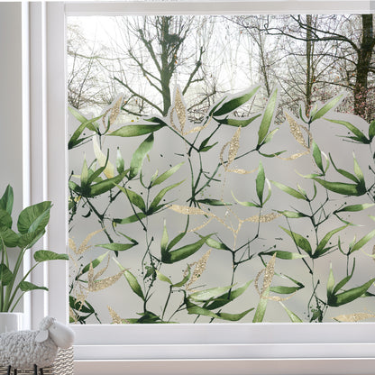 Bamboo Leaves Frost Privacy Film Window Border