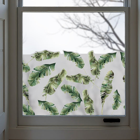 Banana Leaf Frost Privacy Film Window Border