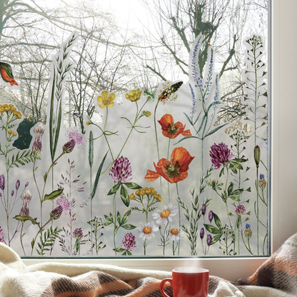 Meadow Flower Privacy Frost Window Film Border