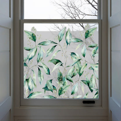 Seeded Eucalyptus Frosted Window Privacy Film Border