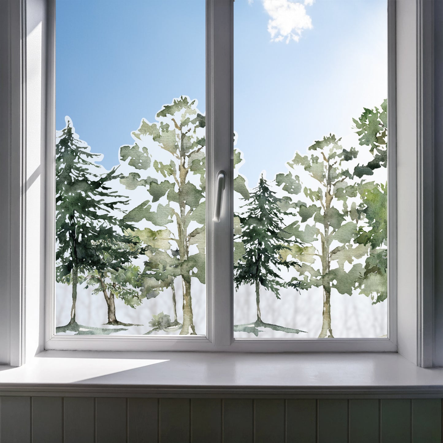 Forest Tree Frosted Privacy Border Window Decal