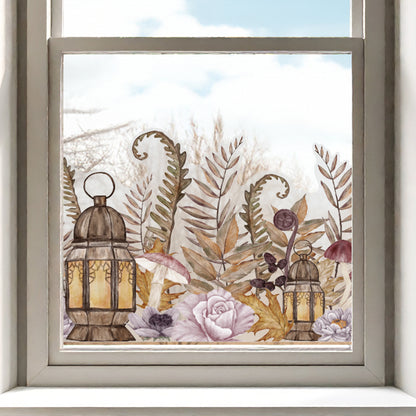 Autumn Flowers Frosted Window Privacy Border