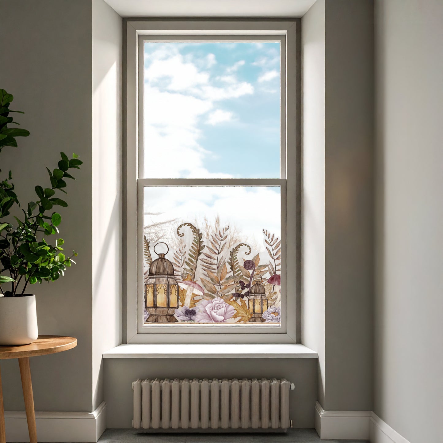 Autumn Flowers Frosted Window Privacy Border