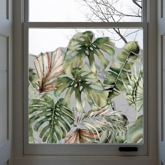 Jungle Leaf Tropical Frosted Window Privacy Border