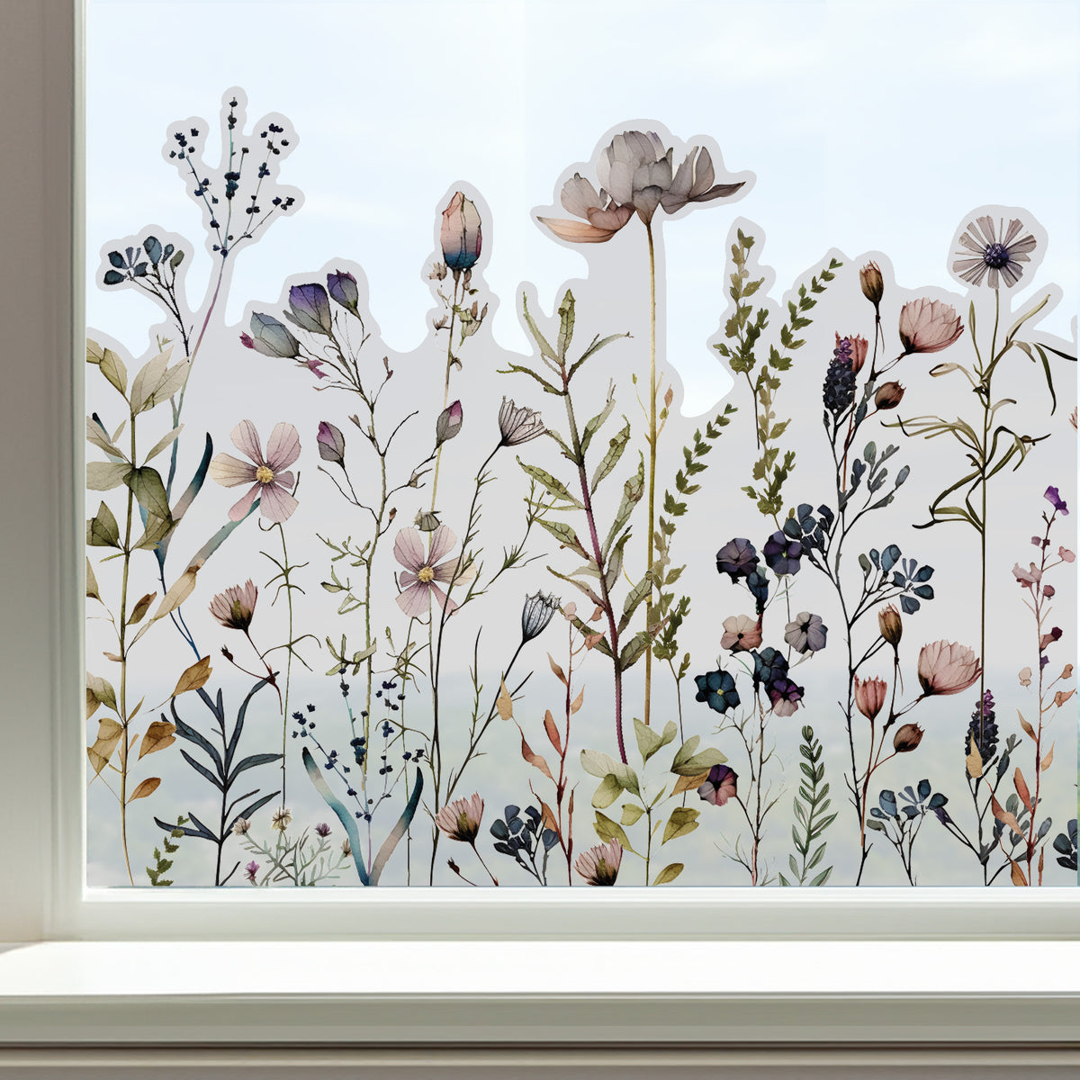 Magic Botancial Flower Privacy Frost Window Film Border - Dizzy Duck Designs