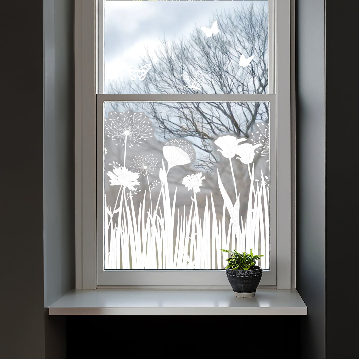 Meadow Frosted Window Privacy Border