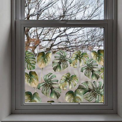 Monstera Leaf Tropical Frosted Window Privacy Border