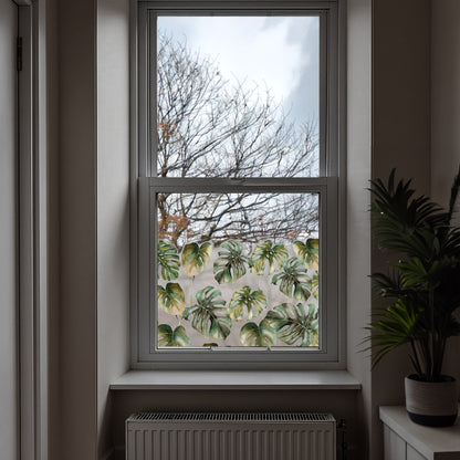 Monstera Leaf Tropical Frosted Window Privacy Border