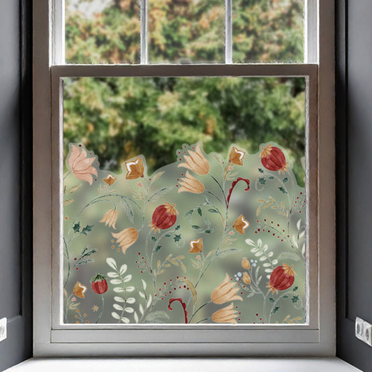 Winter Flower Frosted Privacy Border Window Decal