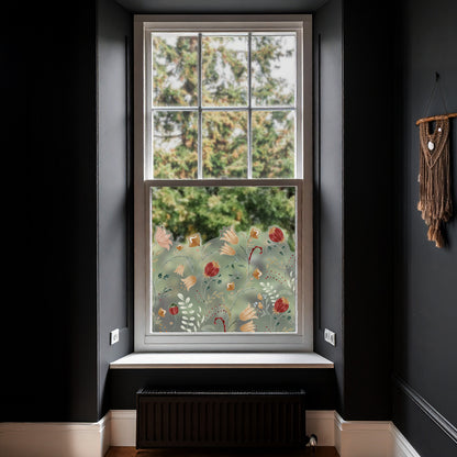 Winter Flower Frosted Privacy Border Window Decal