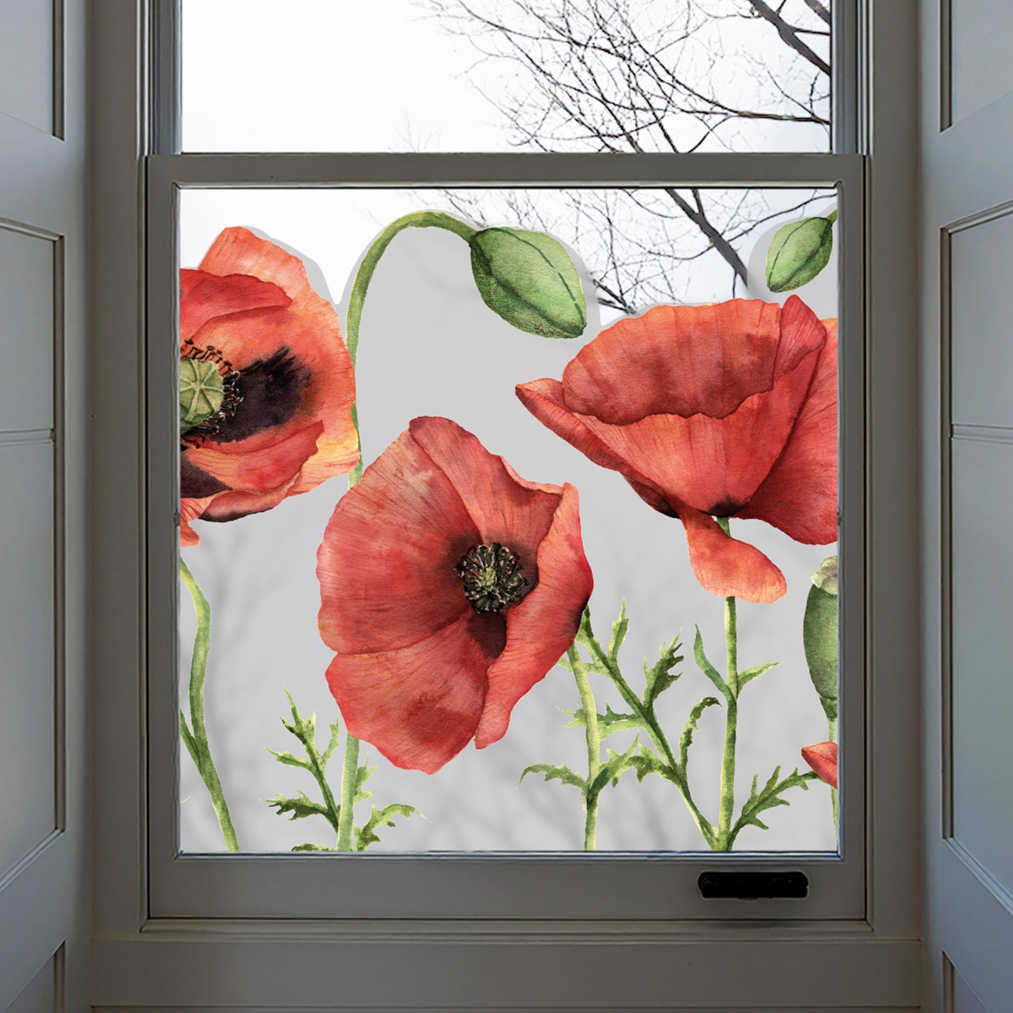 Poppy Frosted Window Privacy Border