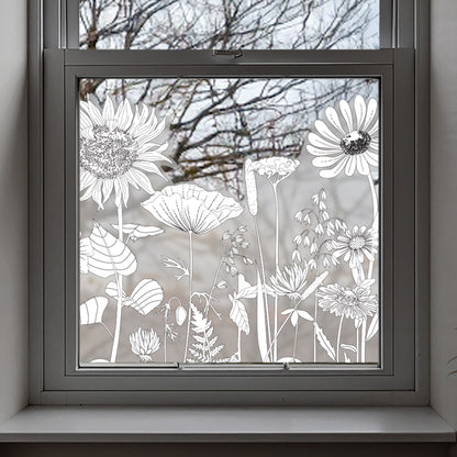 Retro Flowers Frosted Window Border