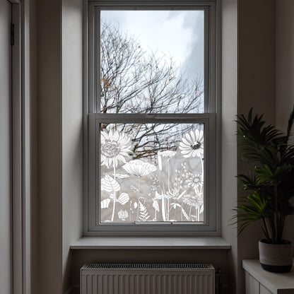 Retro Flowers Frosted Window Border