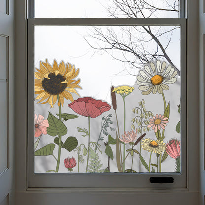 Retro Flowers Frosted Window Film