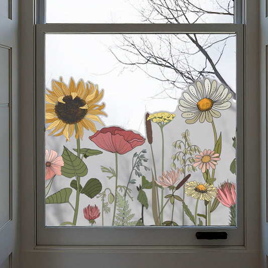 Retro Flowers Frosted Window Film