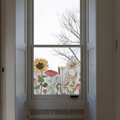 Retro Flowers Frosted Window Film