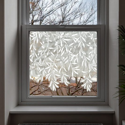 Sprig Berry Frosted Window Privacy Border