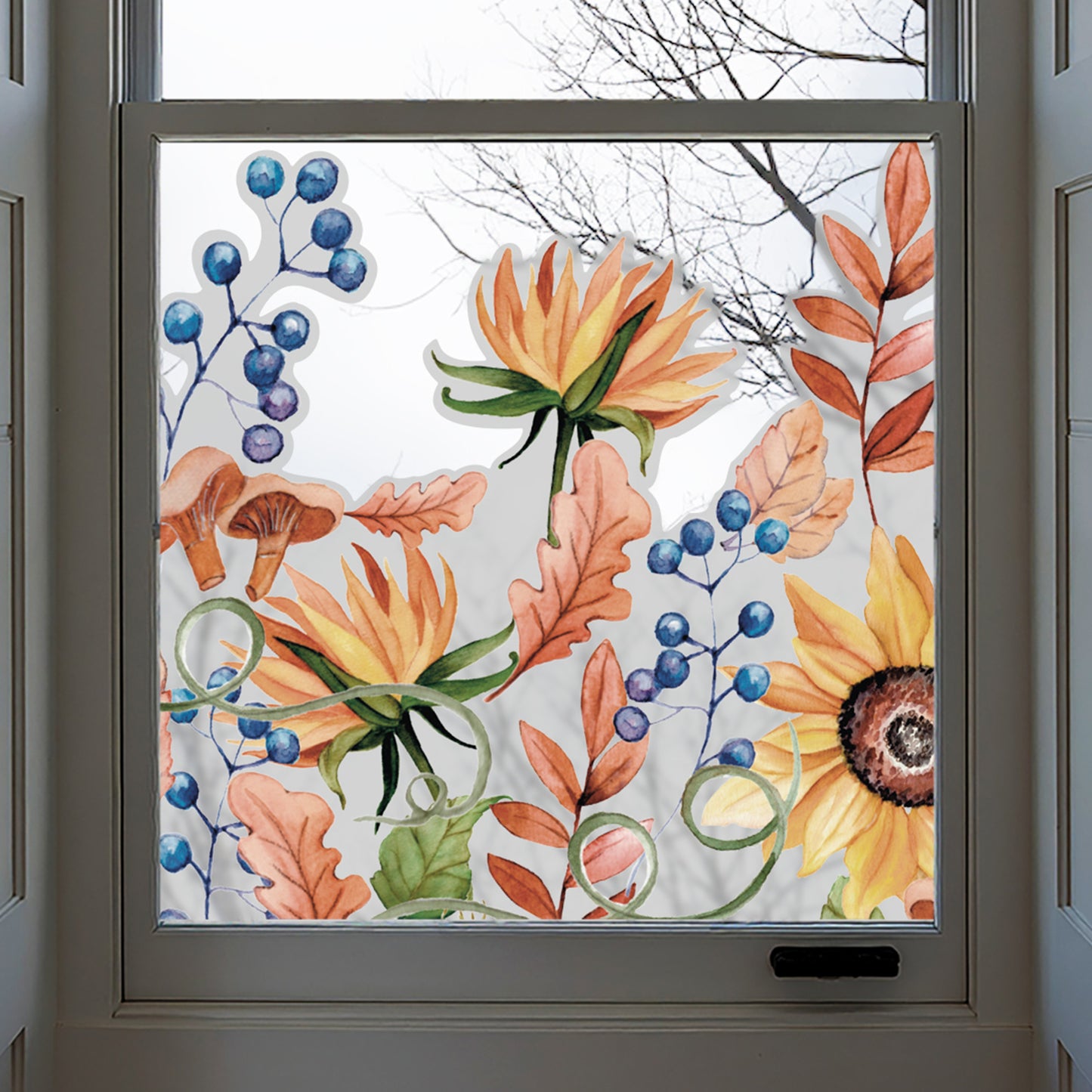 Autumn Sunflower Frosted Window Privacy Border