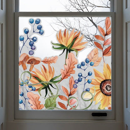 Autumn Sunflower Frosted Window Privacy Border