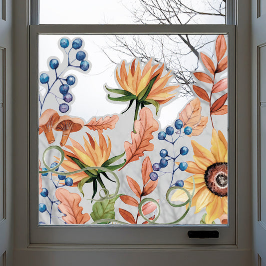 Autumn Sunflower Frosted Window Privacy Border