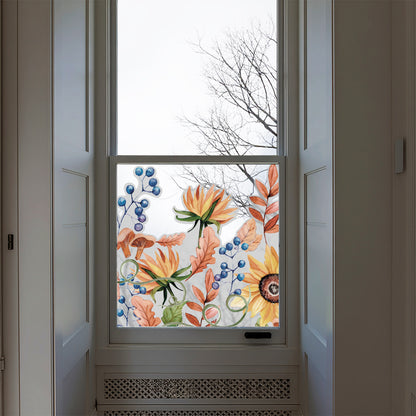 Autumn Sunflower Frosted Window Privacy Border
