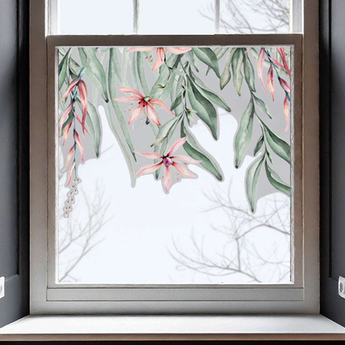 Tropical Grass Frosted Window Border Decal