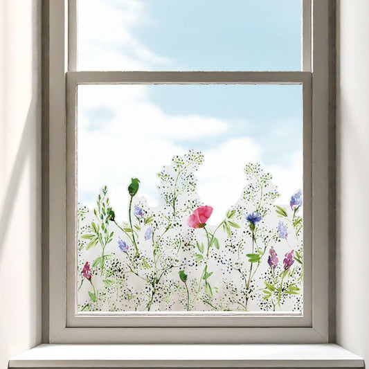 Watercolour Meadow Frost Privacy Film Window Border