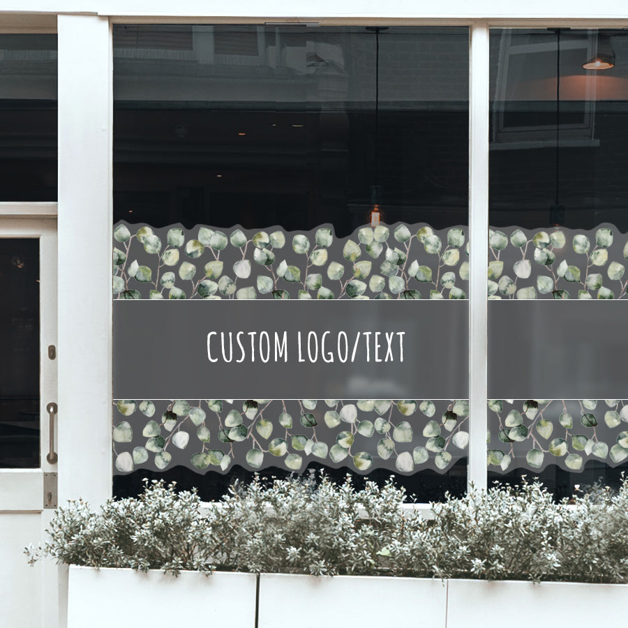 Custom Text Eucalyptus Frosted Shop Window Decal Middle Banner