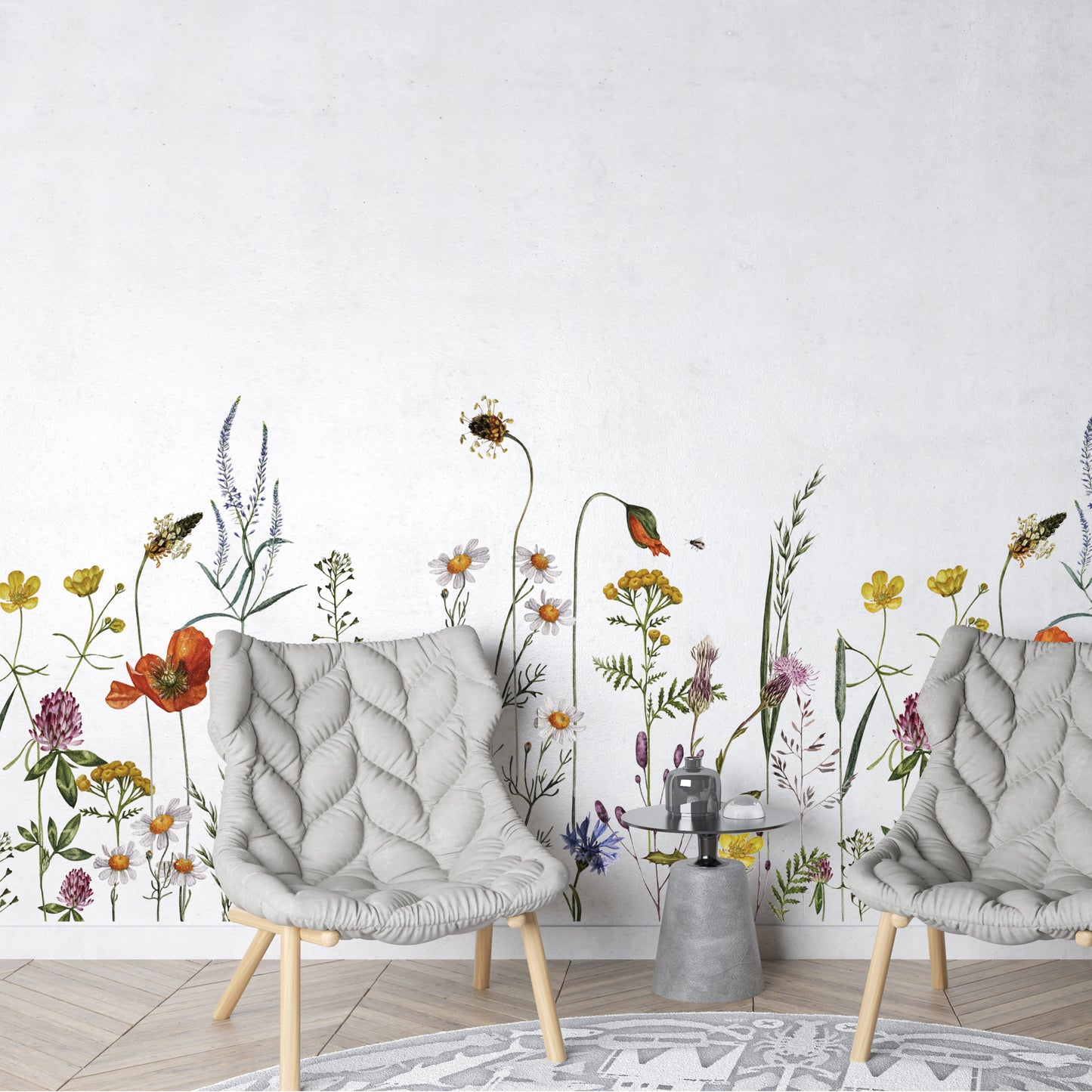 Botanical Meadow Flower Wall Decal Border (Bottom)