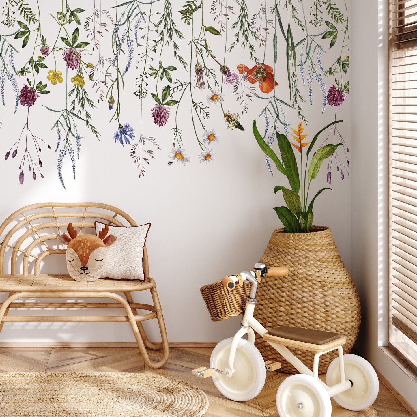 Botanical Meadow Flower Wall Decal Border (Top)