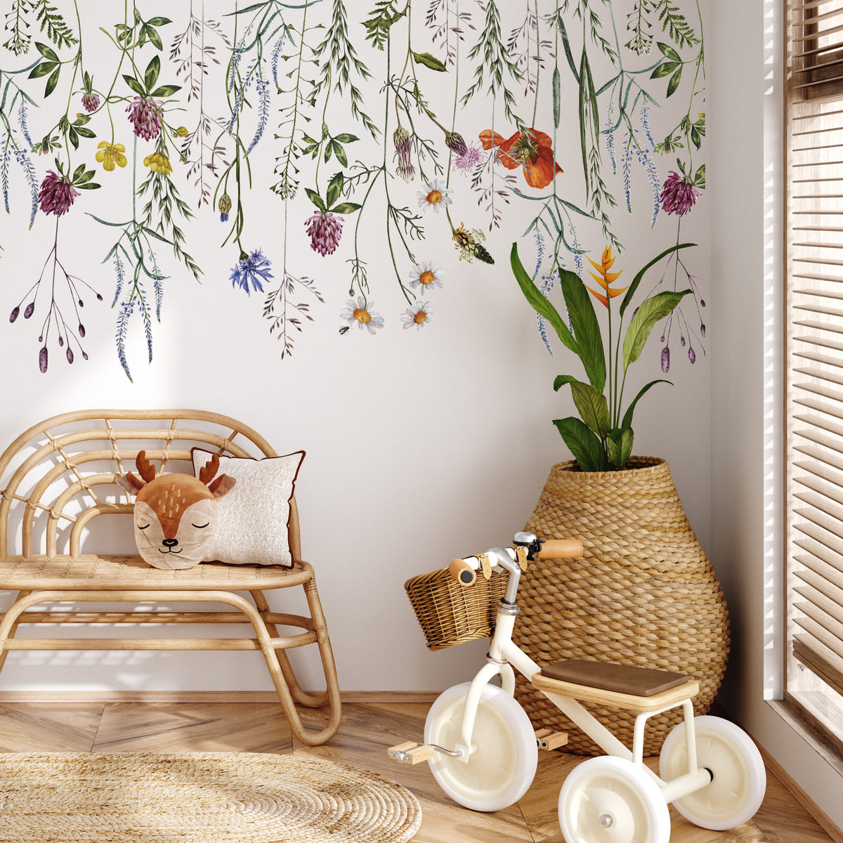 Botanical Meadow Flower Wall Decal Border