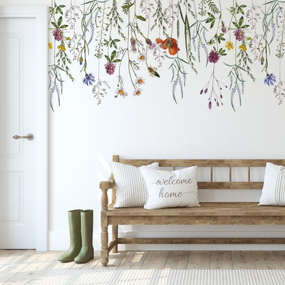 Botanical Meadow Flower Wall Decal Border (Top)