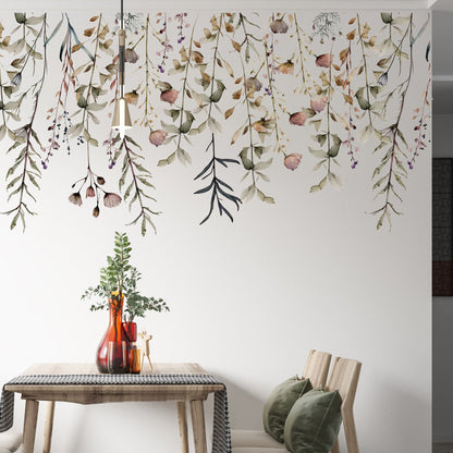 Magical Botanical Flowers Wall Decal Border (Top)