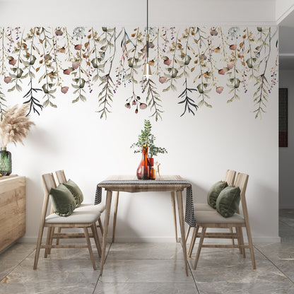 Magical Botanical Flowers Wall Decal Border (Top)