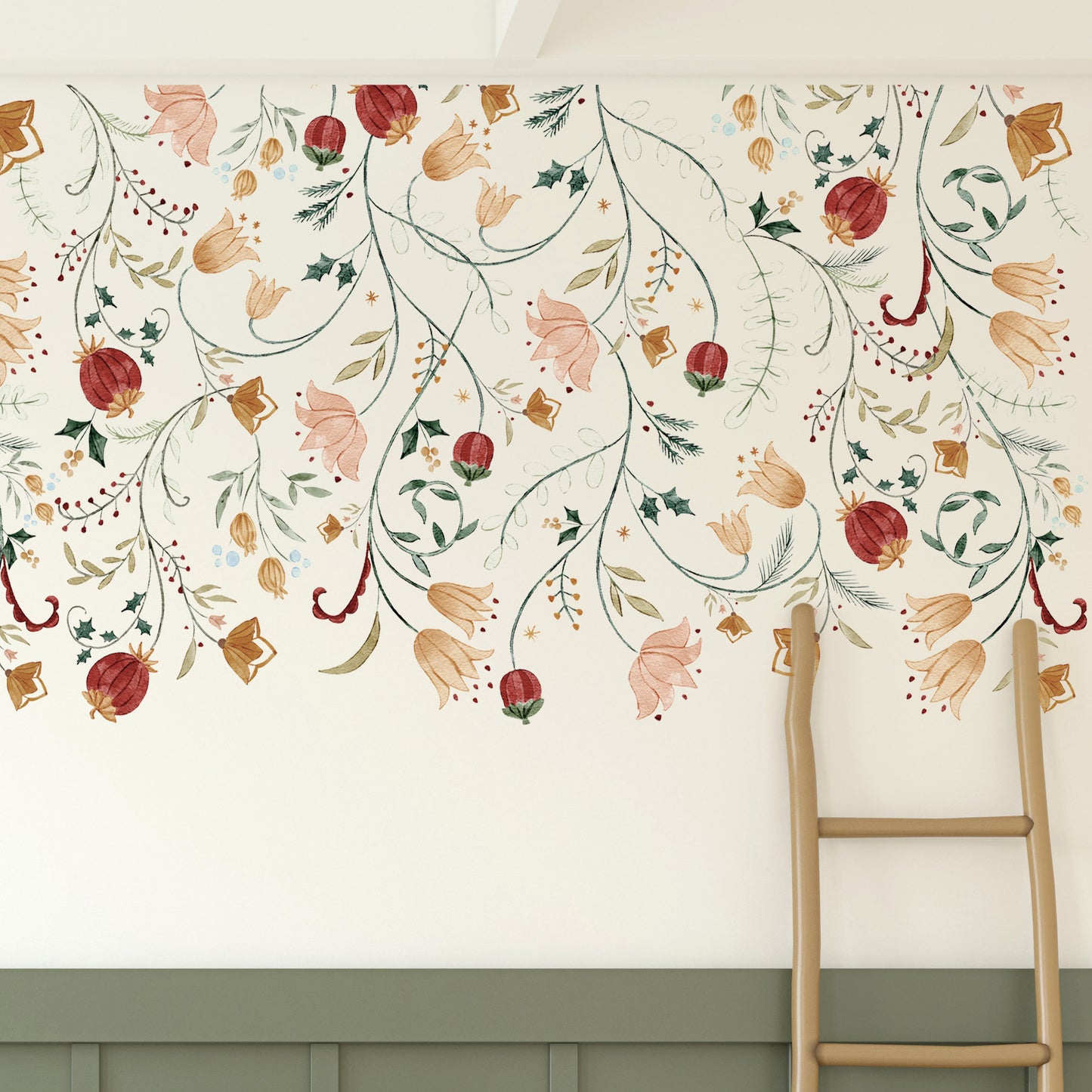 Winter Flower Wall Decal Border