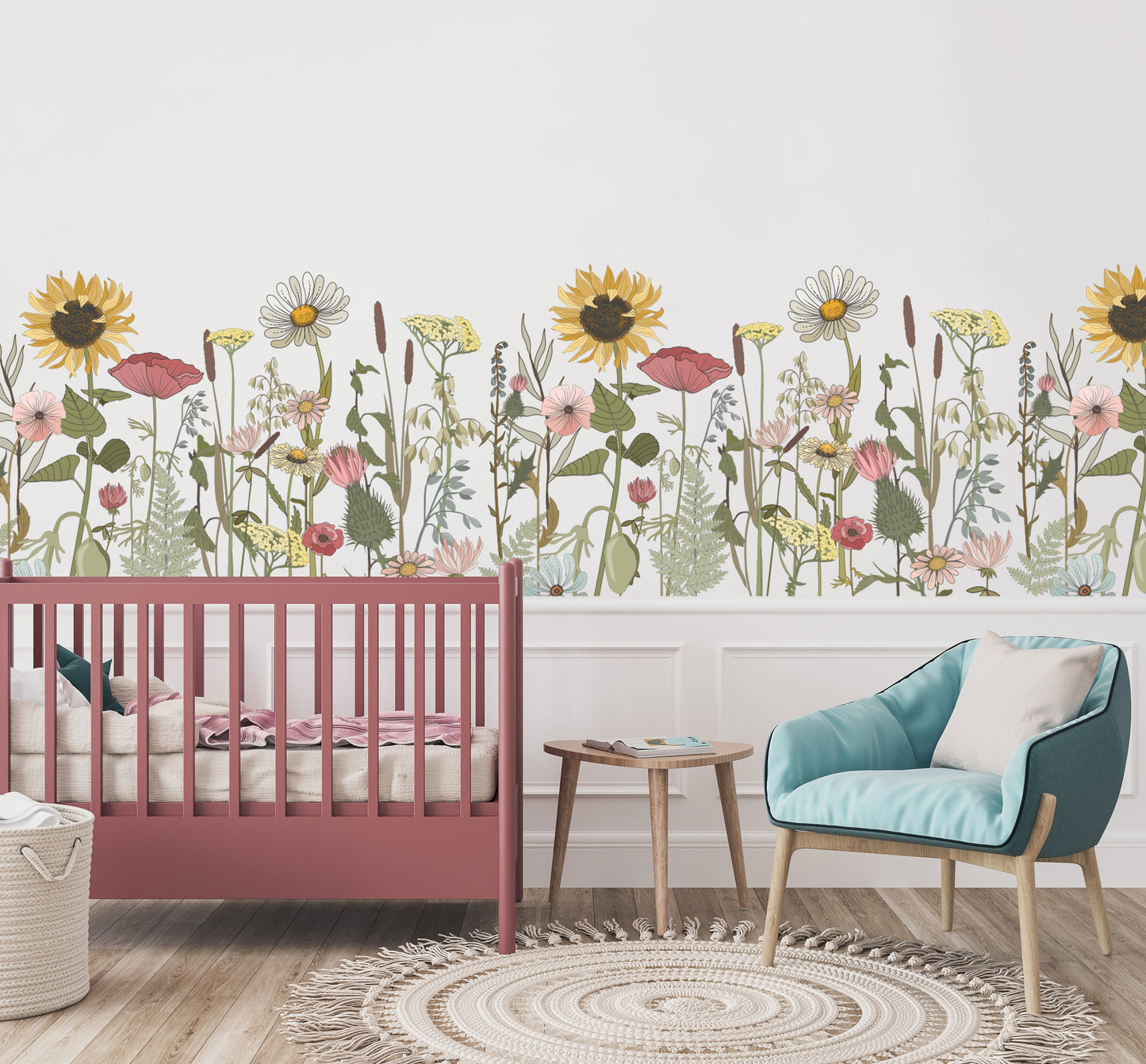 Retro Flower Wall Decal Border