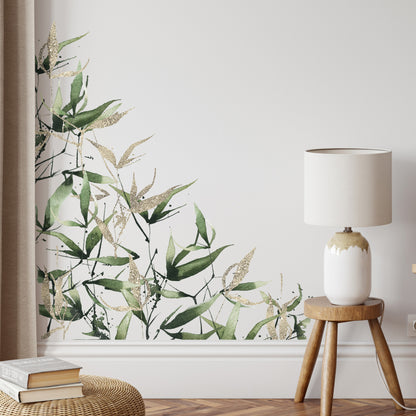 Bamboo Leaves Wall Decal Corners