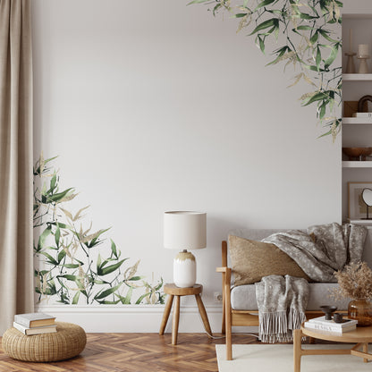 Bamboo Leaves Wall Decal Corners