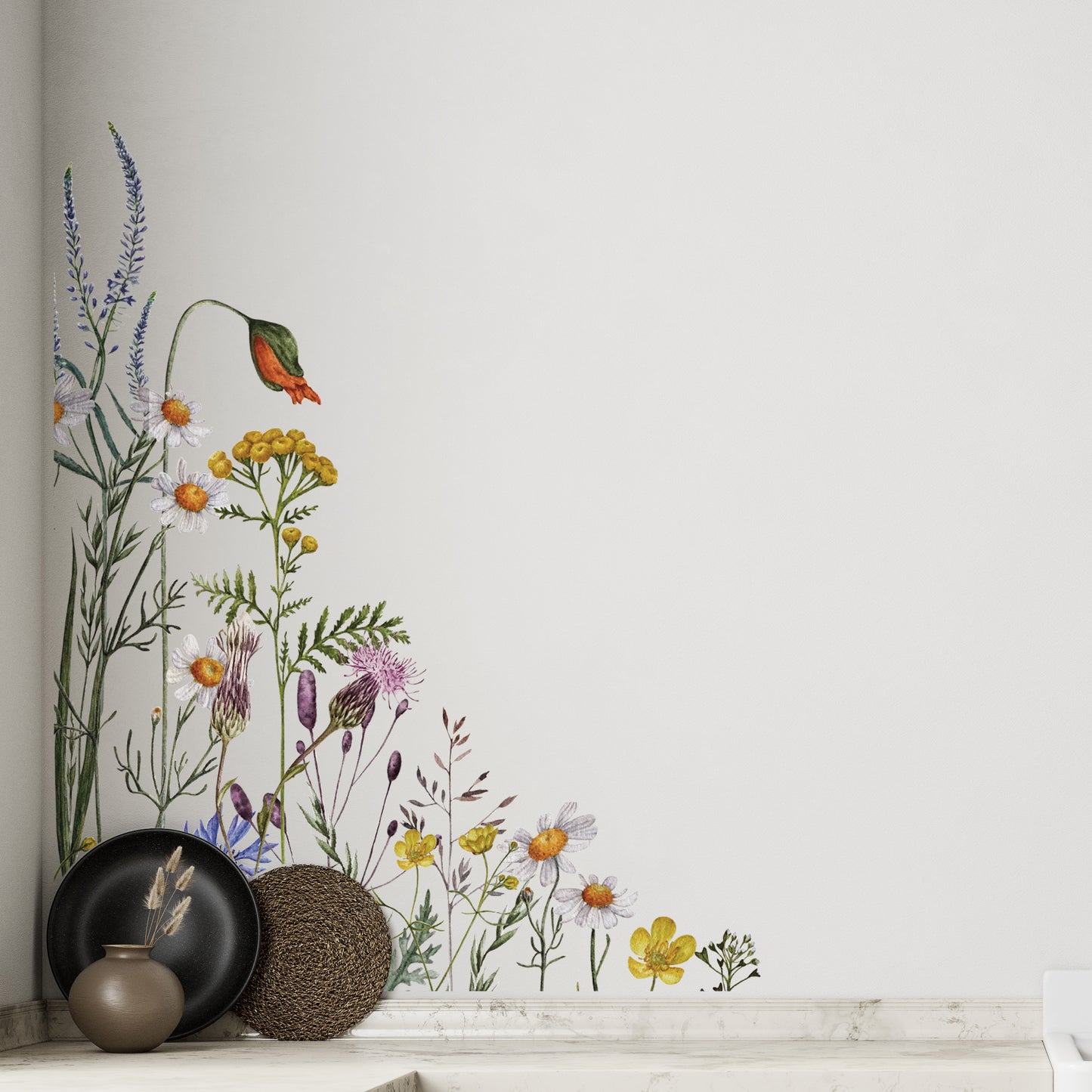 Botanical Meadow Wall Decal Corners