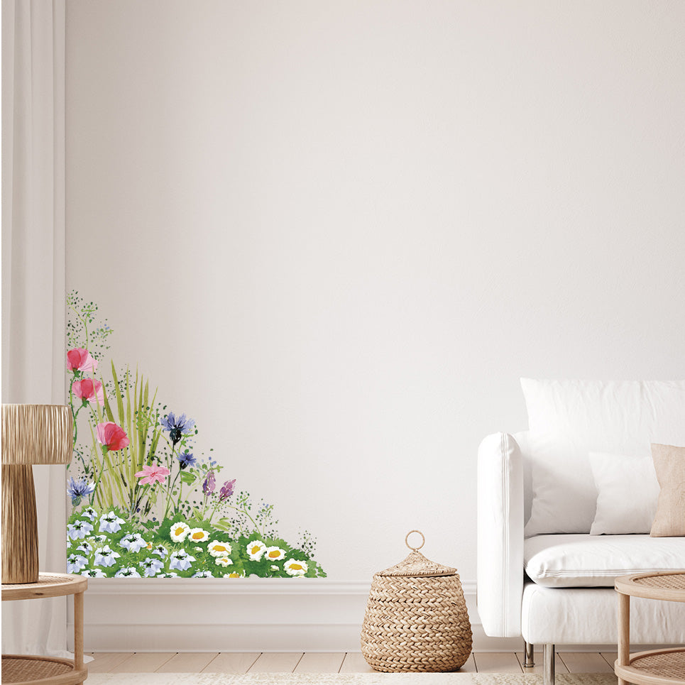 Watercolour Meadow Wall Decal Corners - Bottom