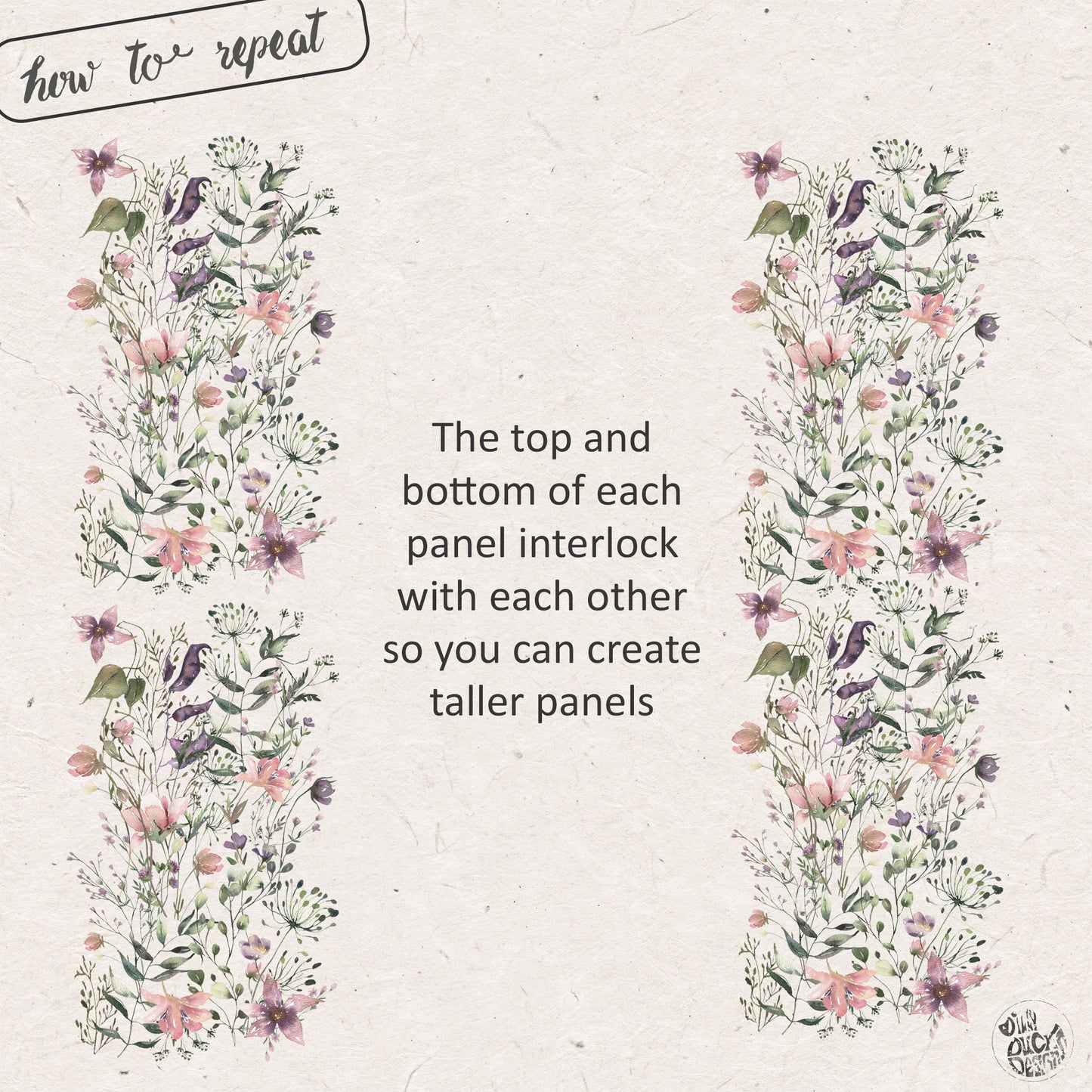 Pink Purple Summer Flowers Wall Decal Panel