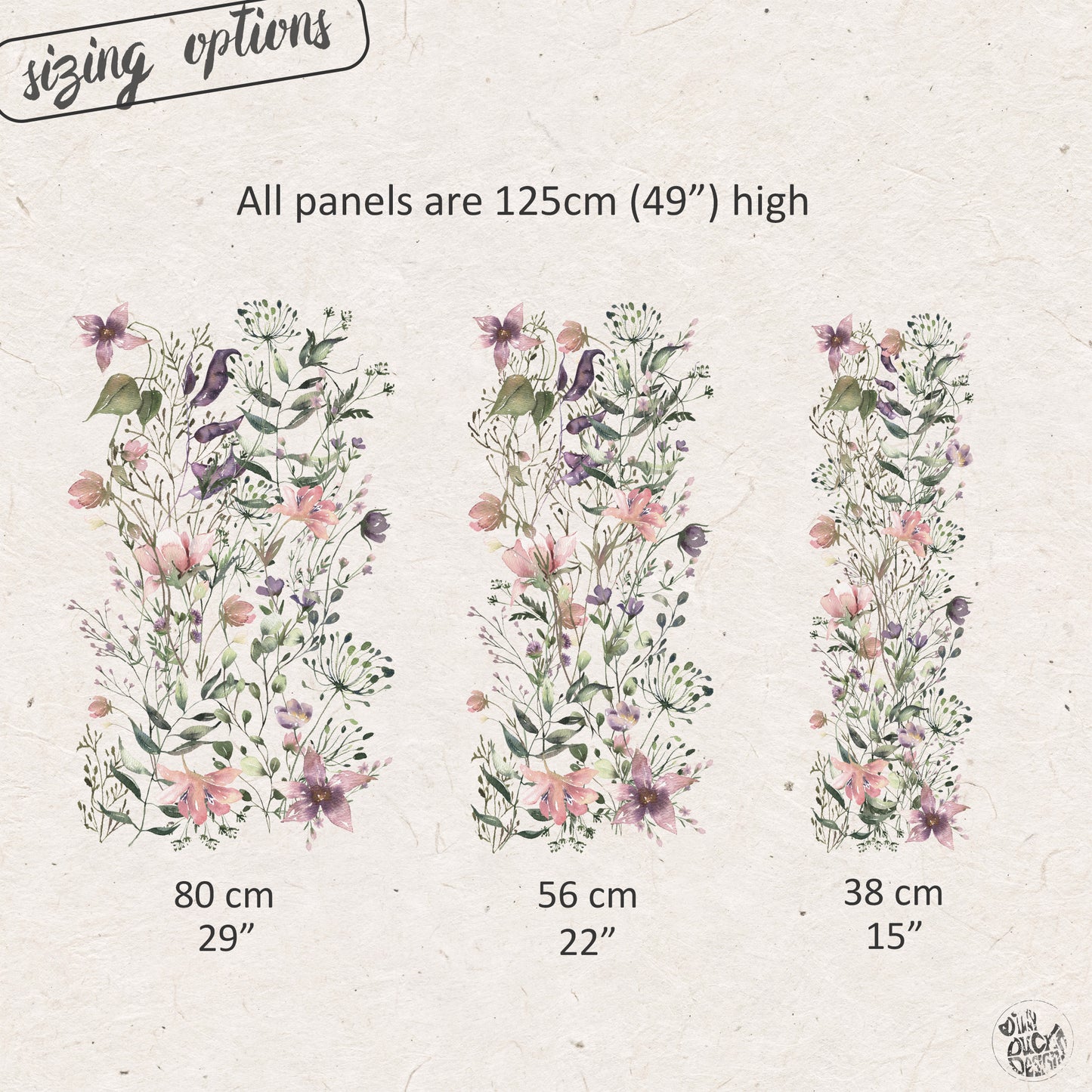 Pink Purple Summer Flowers Wall Decal Panel