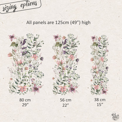 Pink Purple Summer Flowers Wall Decal Panel