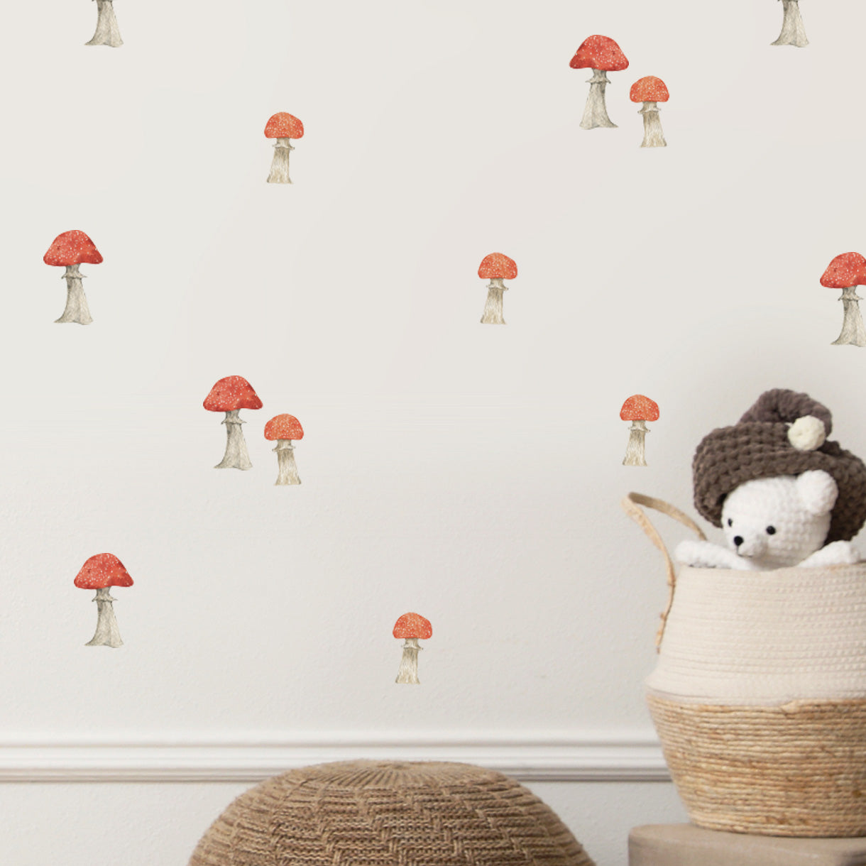 Red White Toadstool Nursery Wall Decal Set