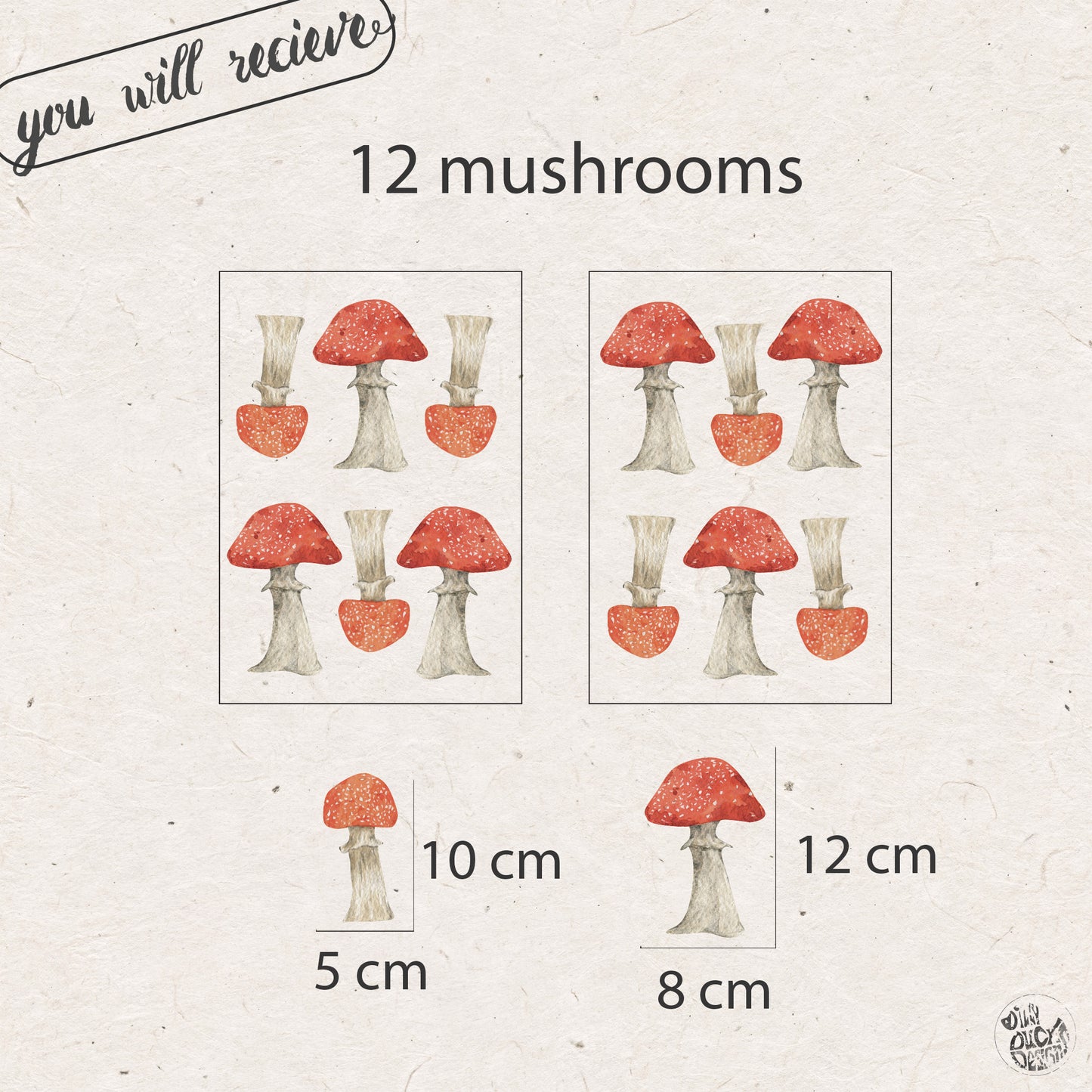 Red White Toadstool Nursery Wall Decal Set