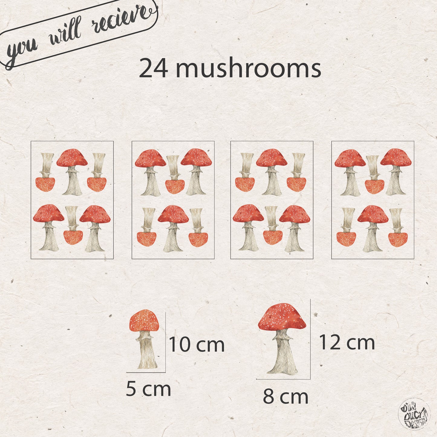 Red White Toadstool Nursery Wall Decal Set