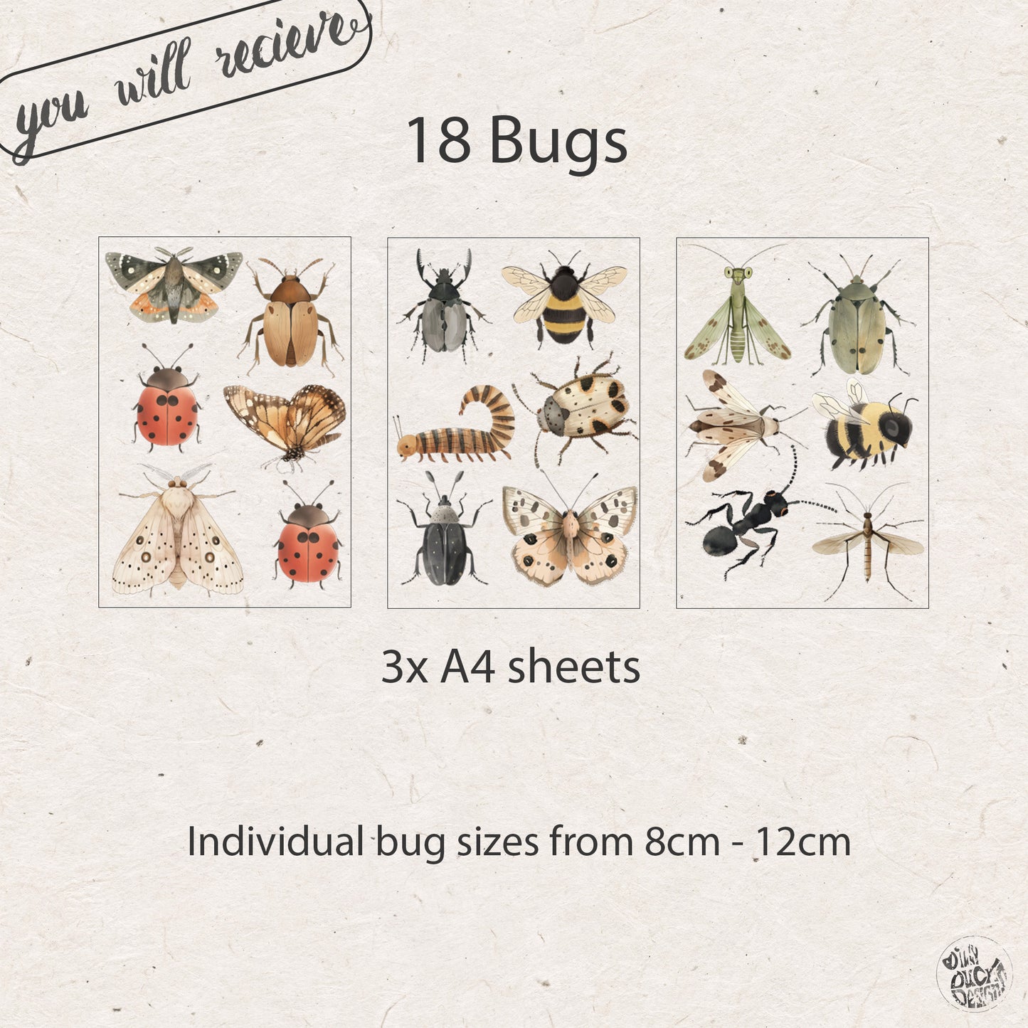 18x Creepy Crawly Bugs Wall Decals