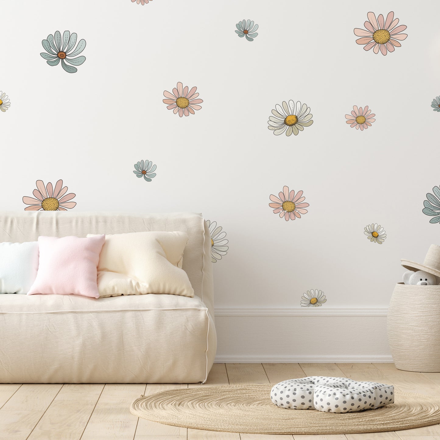 Small Retro Daisy Flower Wall Decals