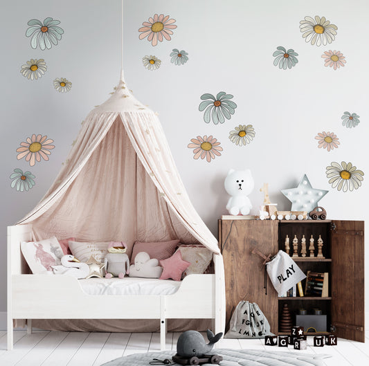 Small Retro Daisy Flower Wall Decals