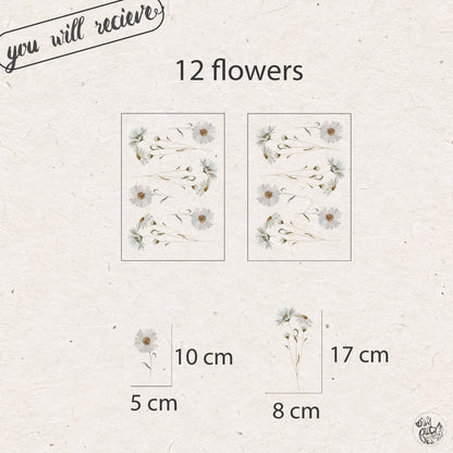 Wild Daisy Flower Wall Sticker Set